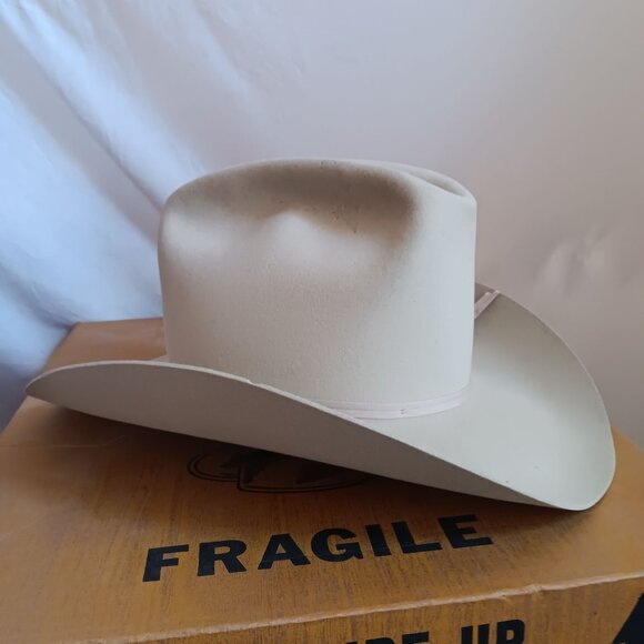 Men's Vintage American Hat Co. 7 1/8 Cream Western Cowboy Hat In Box - Picture 1 of 16
